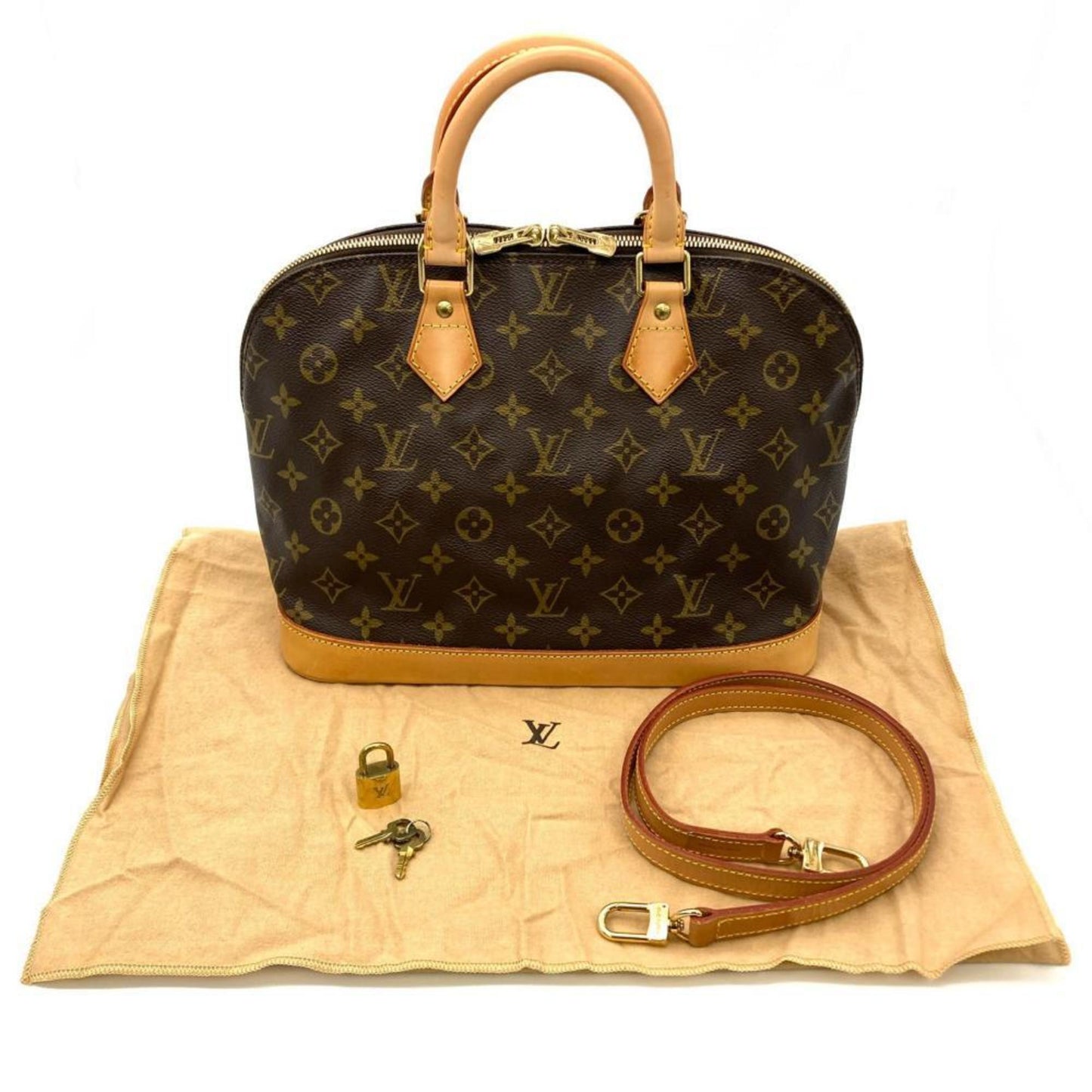 Louis Vuitton Alma, Brown, Canvas, handbag