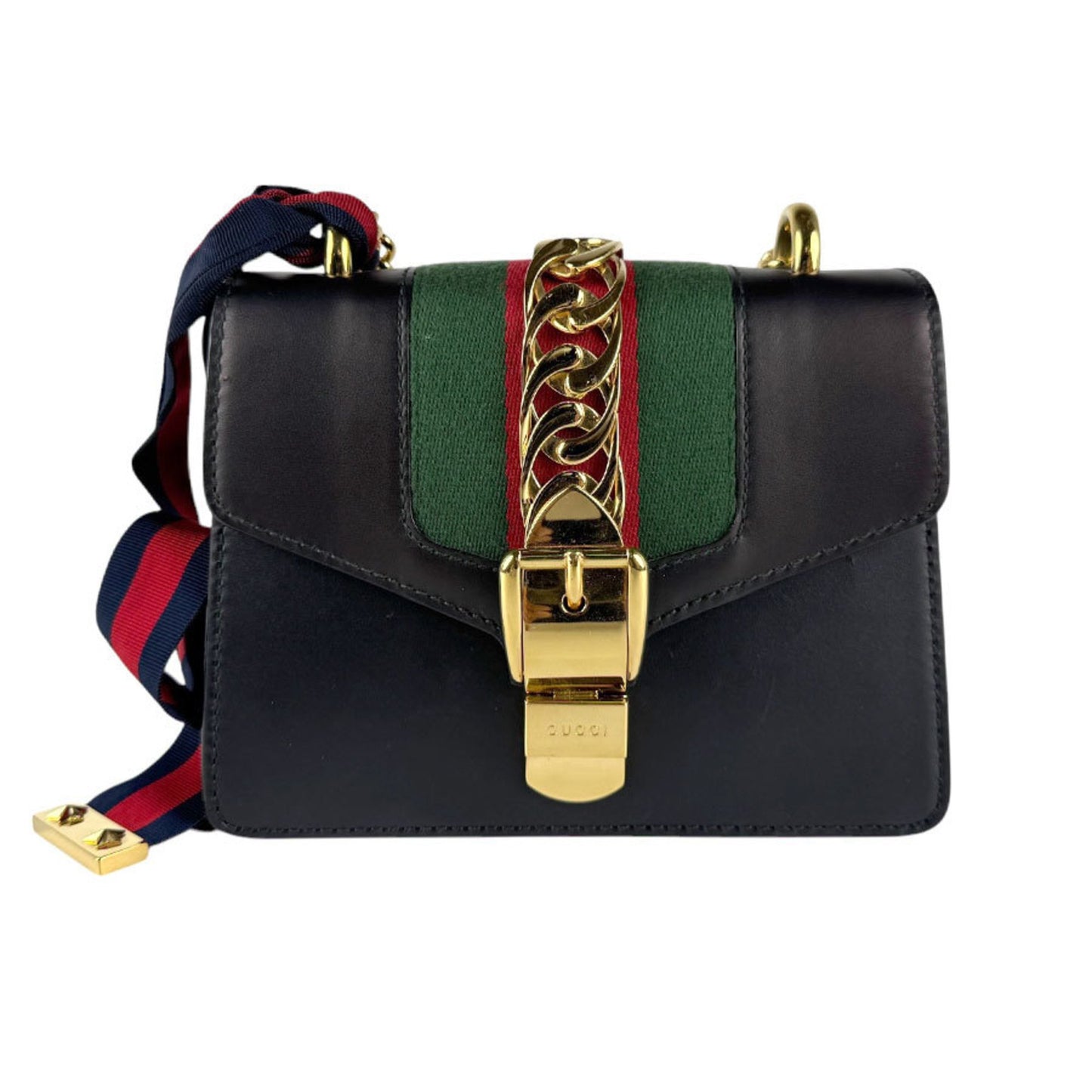 Gucci Sylvie, Black, Leather, shoulder