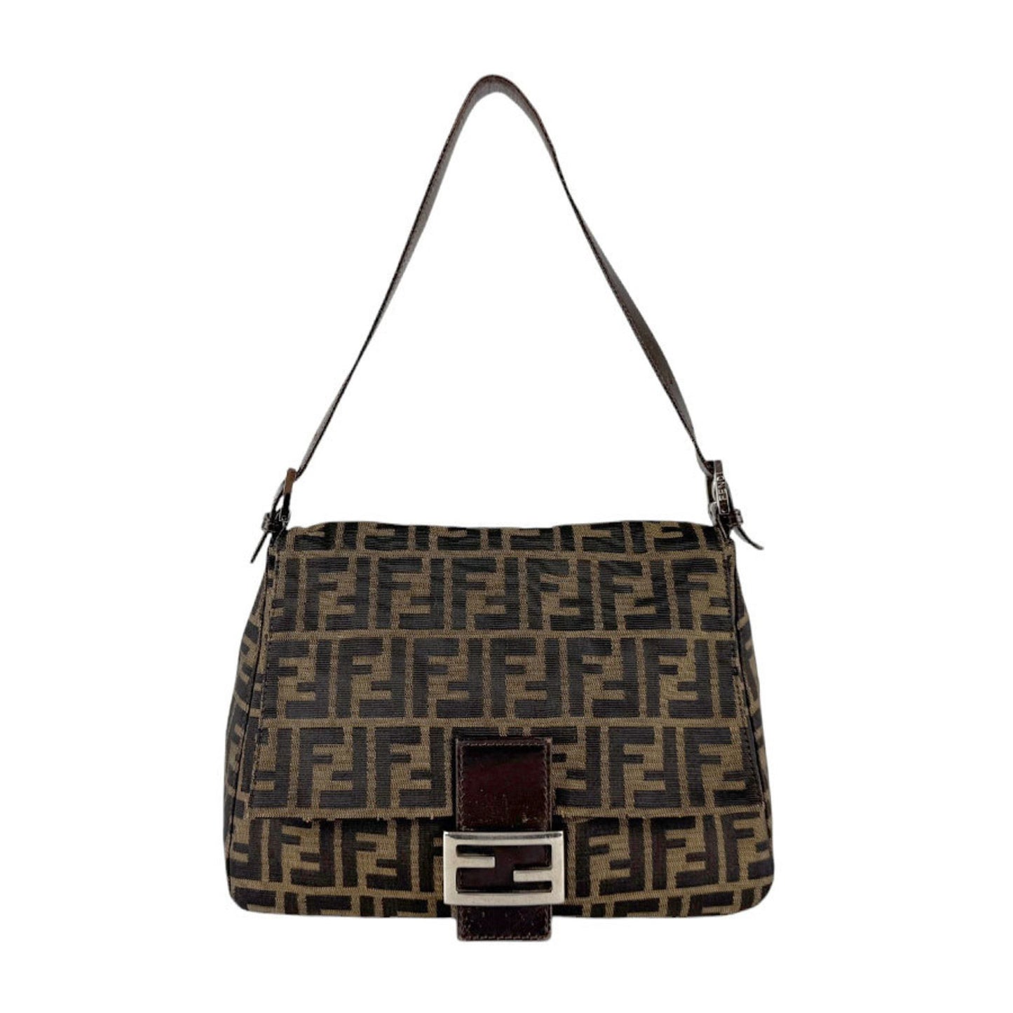 Fendi Mamma Baguette, Brown, Canvas, shoulder