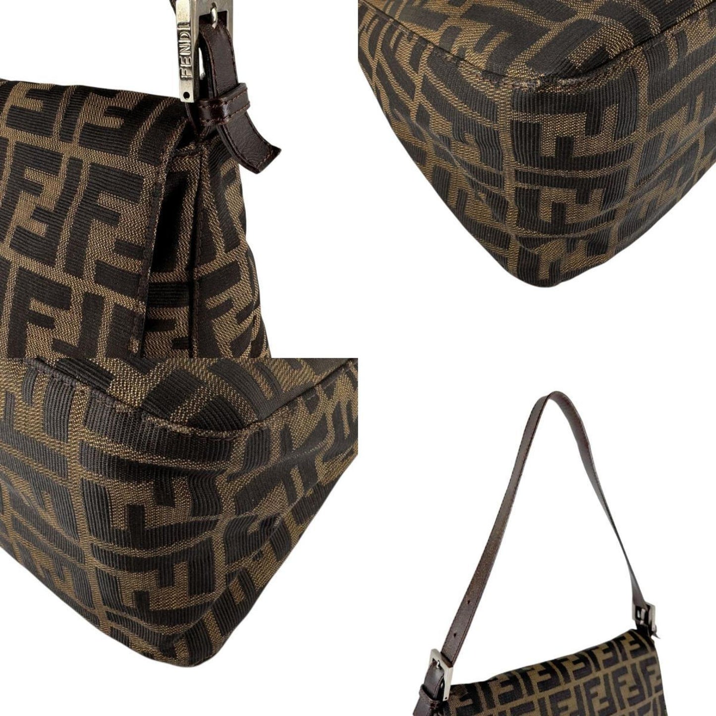 Fendi Mamma Baguette, Brown, Canvas, shoulder
