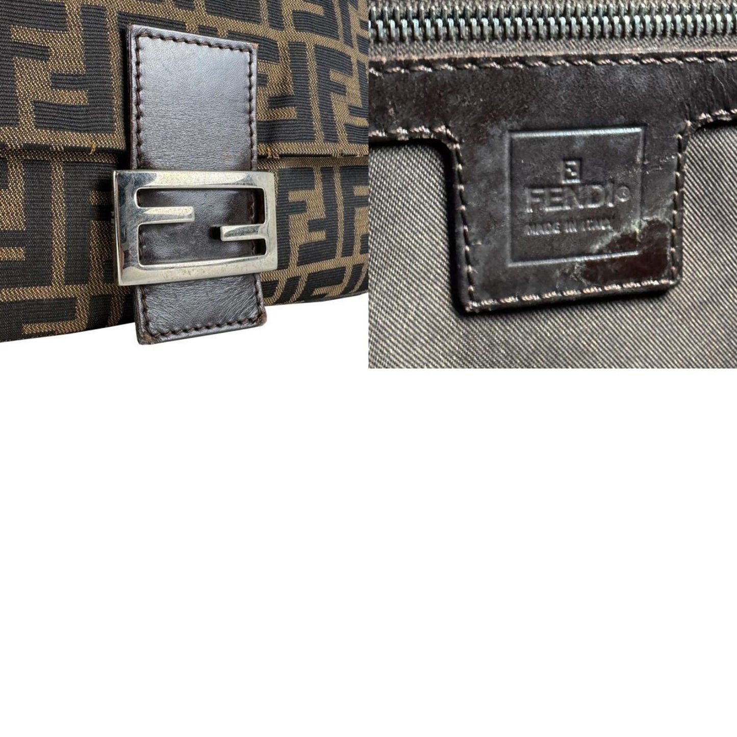 Fendi Mamma Baguette, Brown, Canvas, shoulder