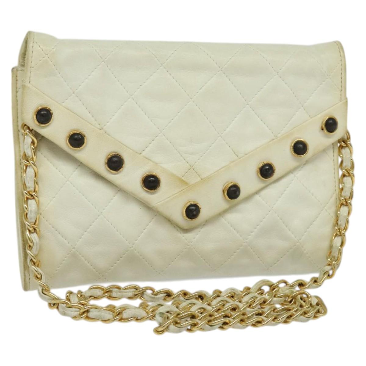 Chanel, White, Leather, shoulder