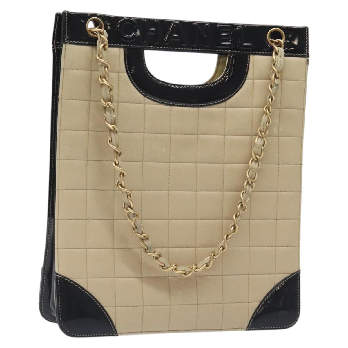 Chanel Chocolate bar, White, Leather, tote