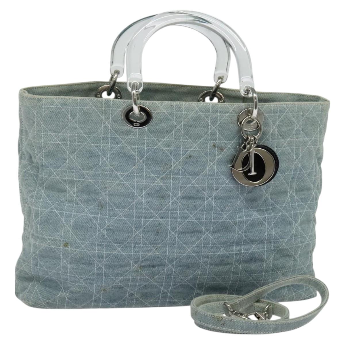 Dior Lady Dior, Blue, Canvas, handbag