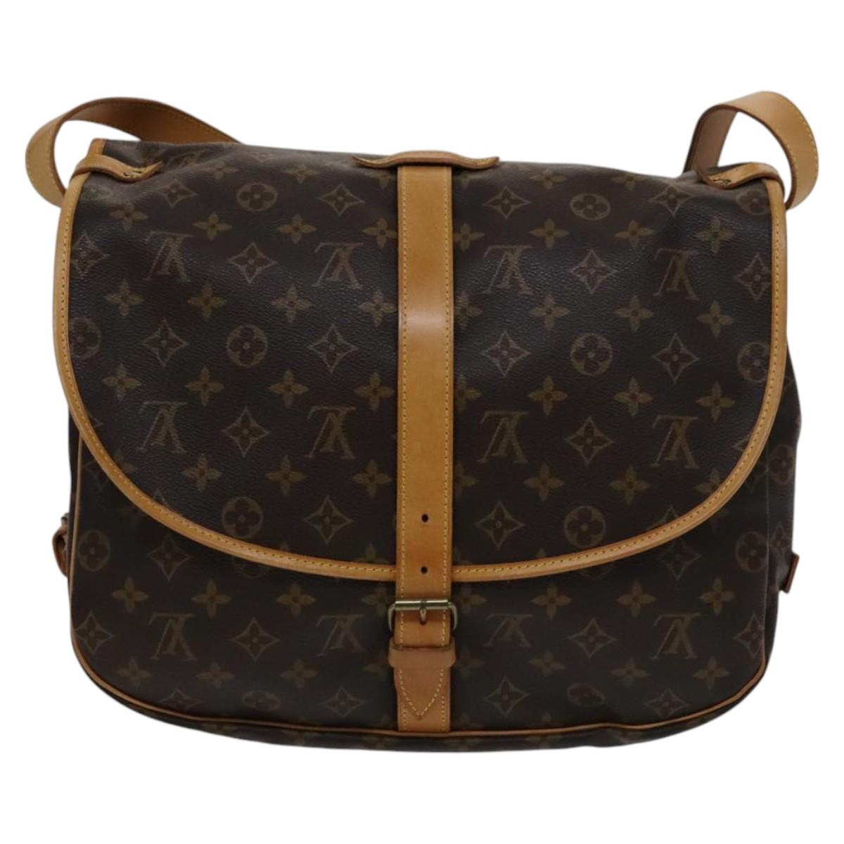 Louis Vuitton Saumur 35, Brown, Canvas, shoulder