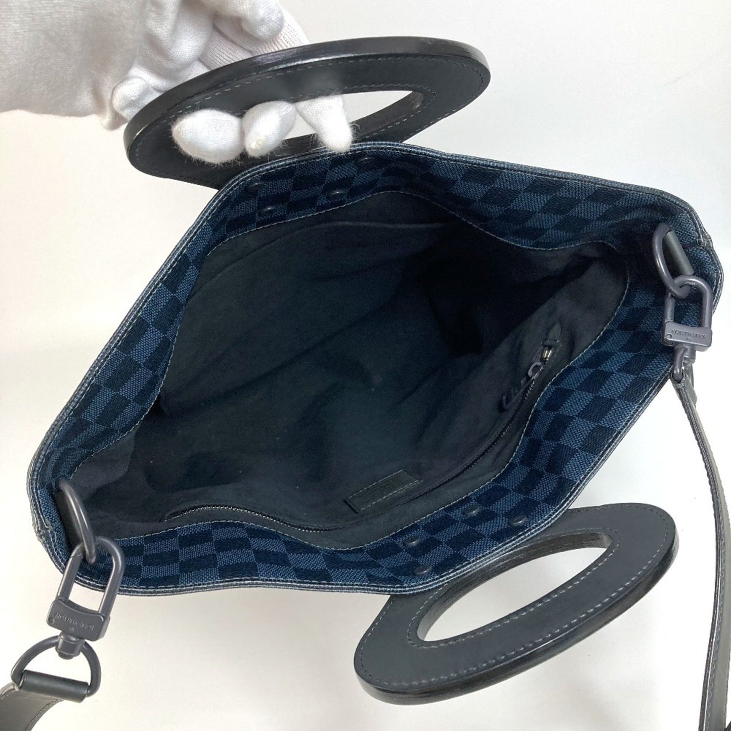 Louis Vuitton North South, Navy, Canvas, tote