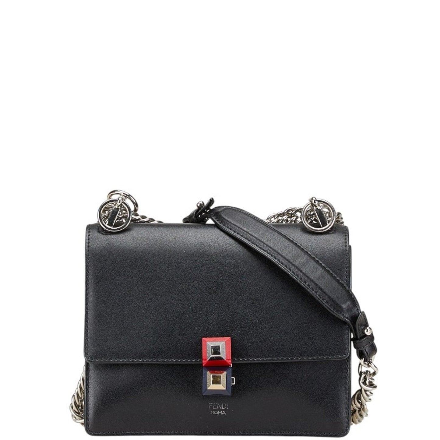 Fendi Kan I, Black, Leather, shoulder