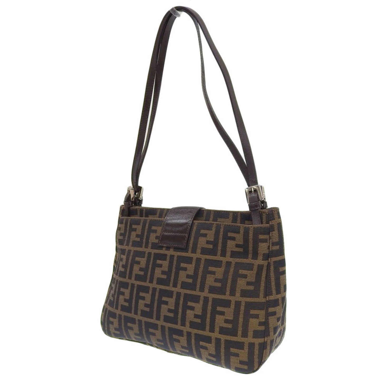 Fendi Zucchino, Brown, Canvas, shoulder