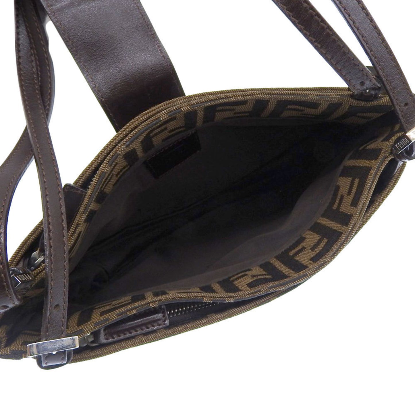 Fendi Zucchino, Brown, Canvas, shoulder