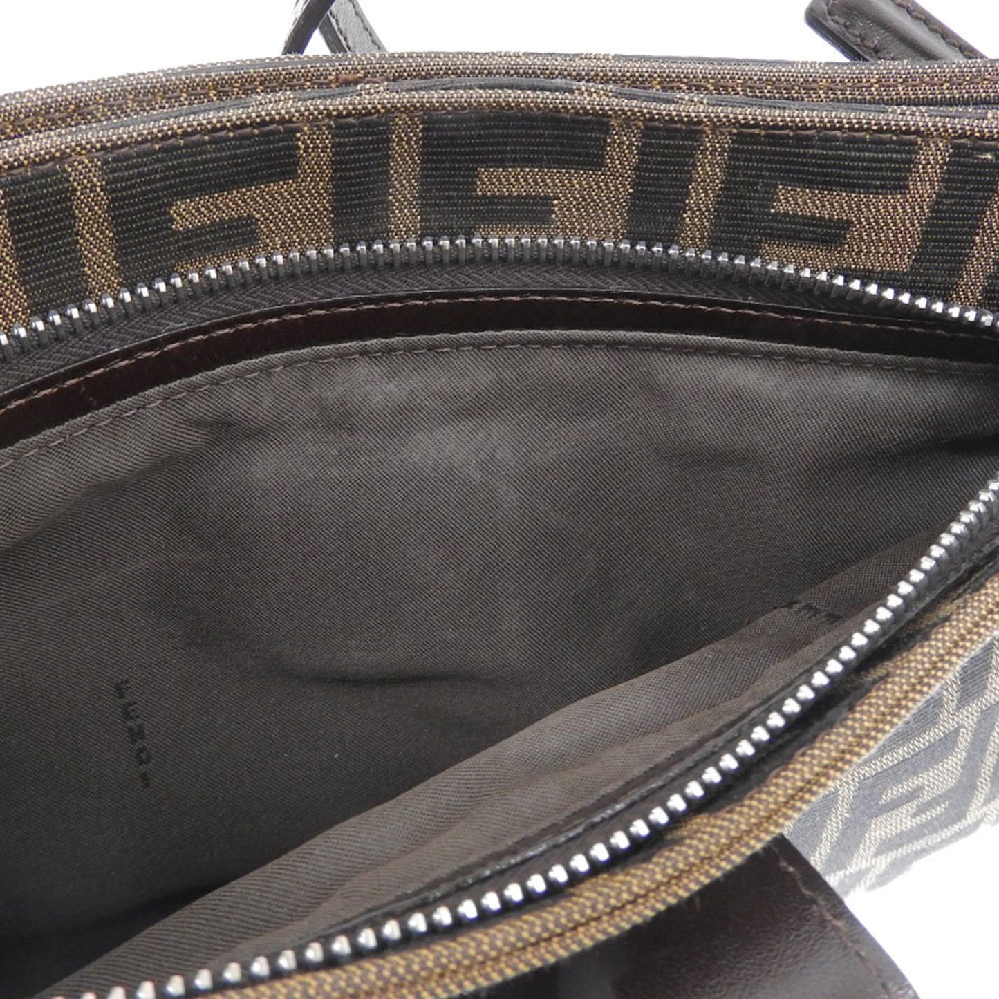 Fendi Zucchino, Brown, Canvas, shoulder