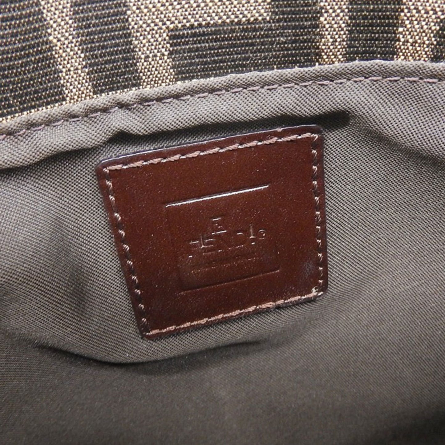 Fendi Zucchino, Brown, Canvas, shoulder