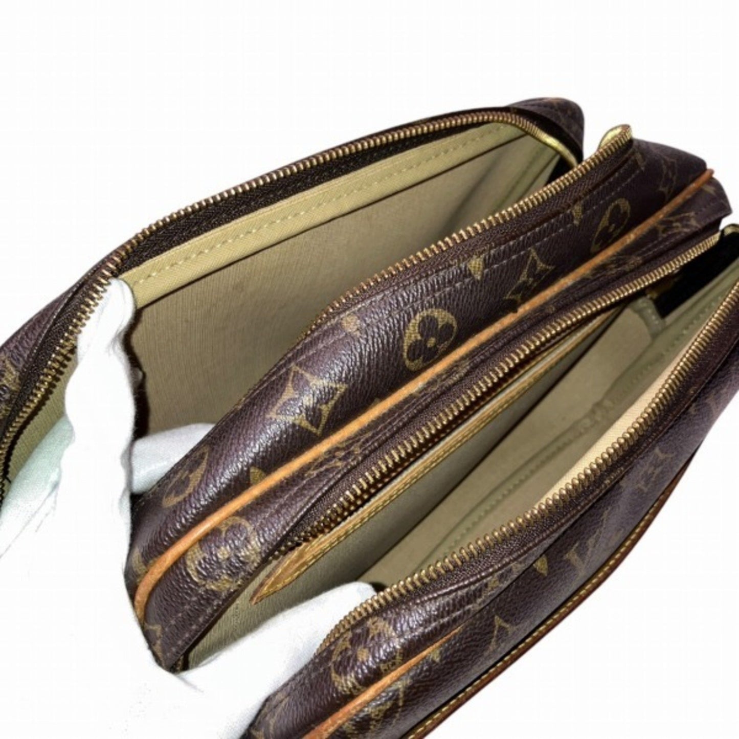 Louis Vuitton Reporter pm, Brown, Canvas, shoulder