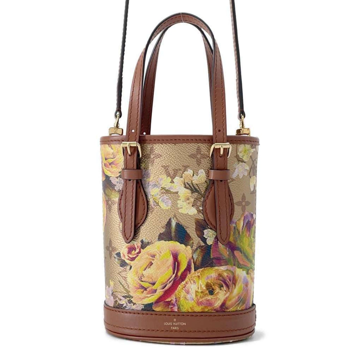 Louis Vuitton Bucket, Gold, Canvas, shoulder