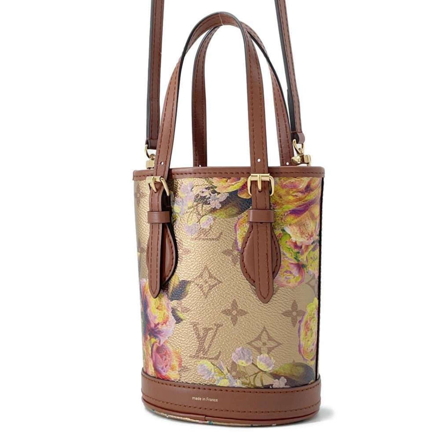 Louis Vuitton Bucket, Gold, Canvas, shoulder