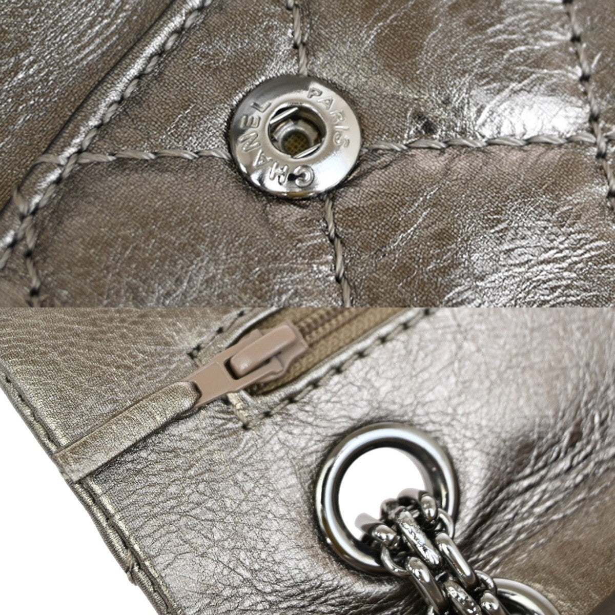 "Chanel 2,55", Silver, Leather, shoulder
