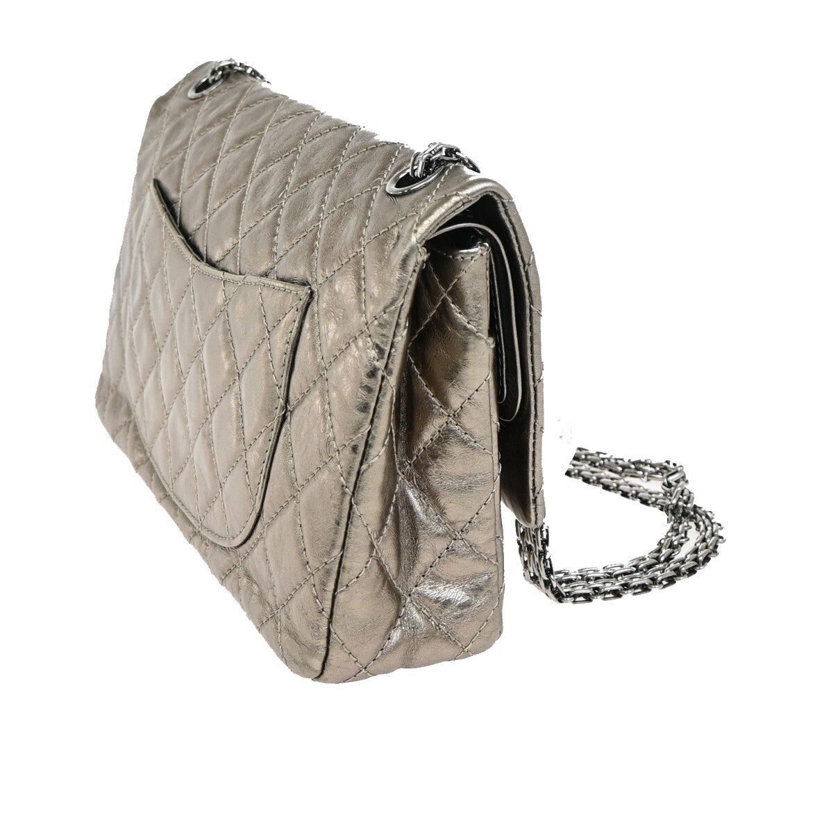 "Chanel 2,55", Silver, Leather, shoulder