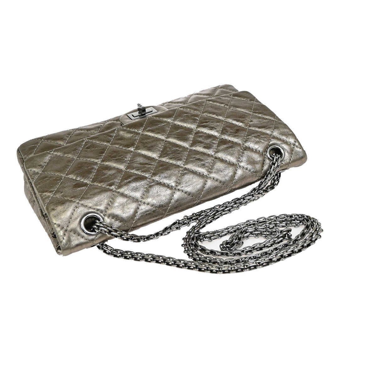 "Chanel 2,55", Silver, Leather, shoulder