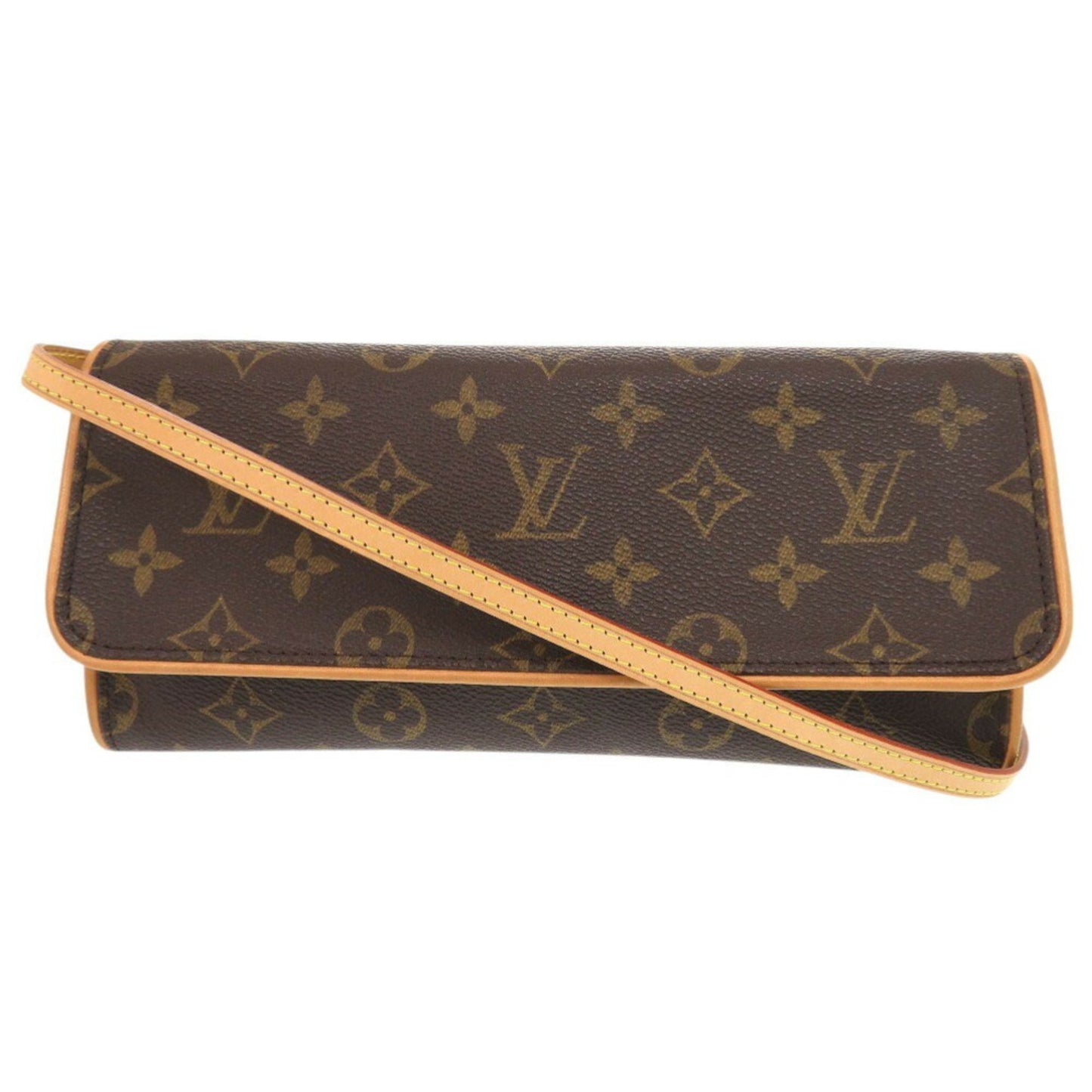 Louis Vuitton Pochette Twin GM, Brown, Canvas, shoulder