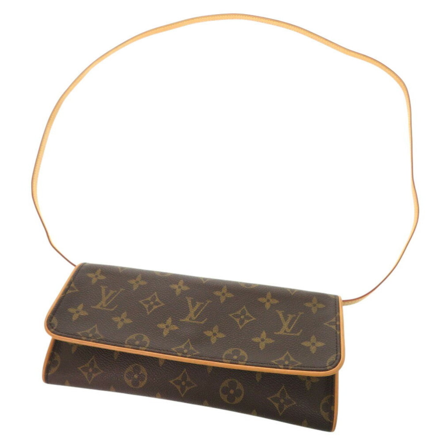 Louis Vuitton Pochette Twin GM, Brown, Canvas, shoulder