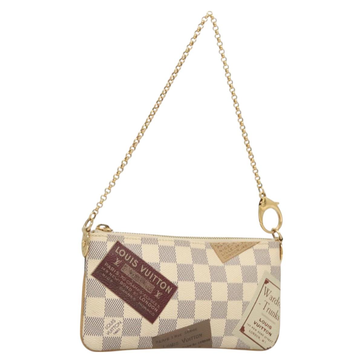 Louis Vuitton Pochette Accessoire, White, Canvas, clutch