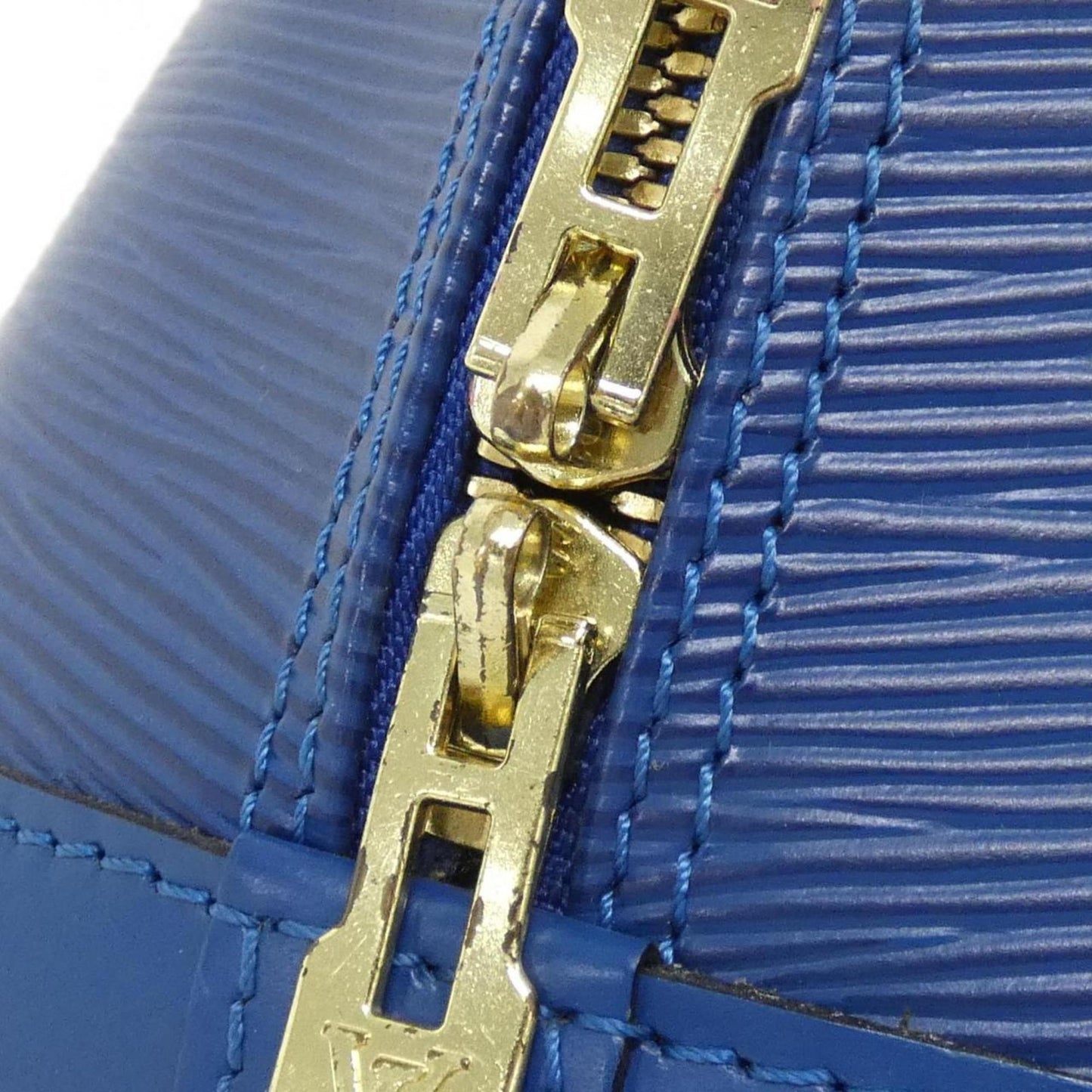 Louis Vuitton Alma, Blue, Leather, handbag