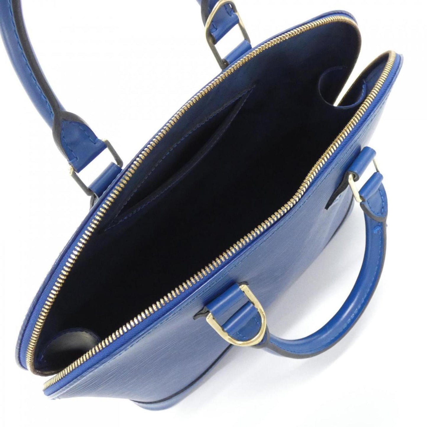 Louis Vuitton Alma, Blue, Leather, handbag