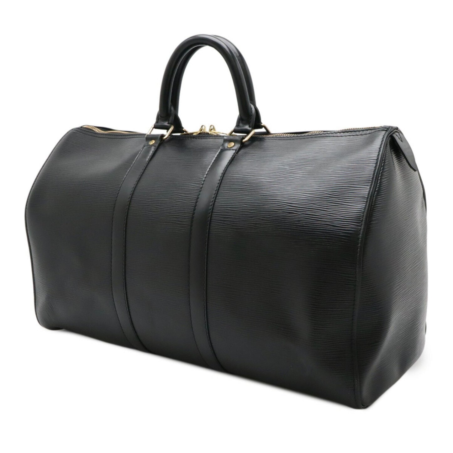 Louis Vuitton Keepall 45, Black, Leather, travel