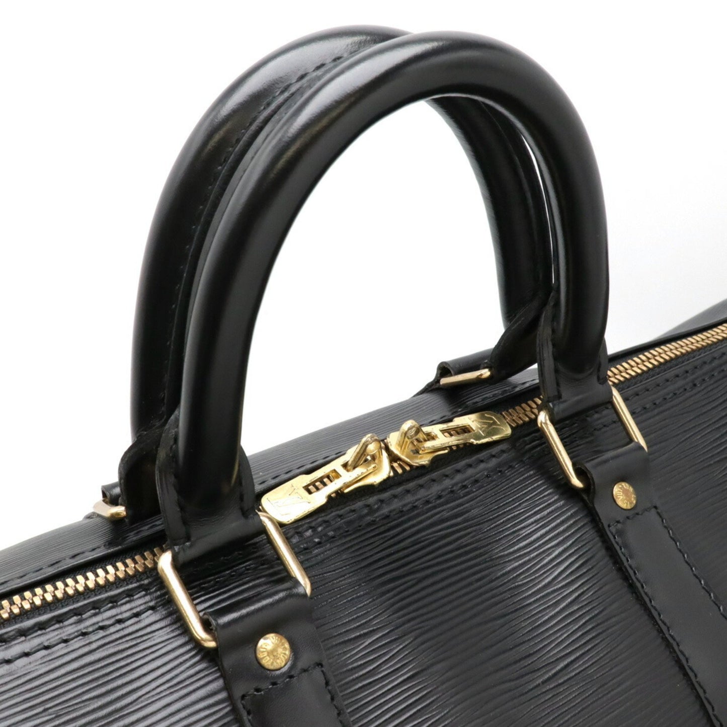 Louis Vuitton Keepall 45, Black, Leather, travel