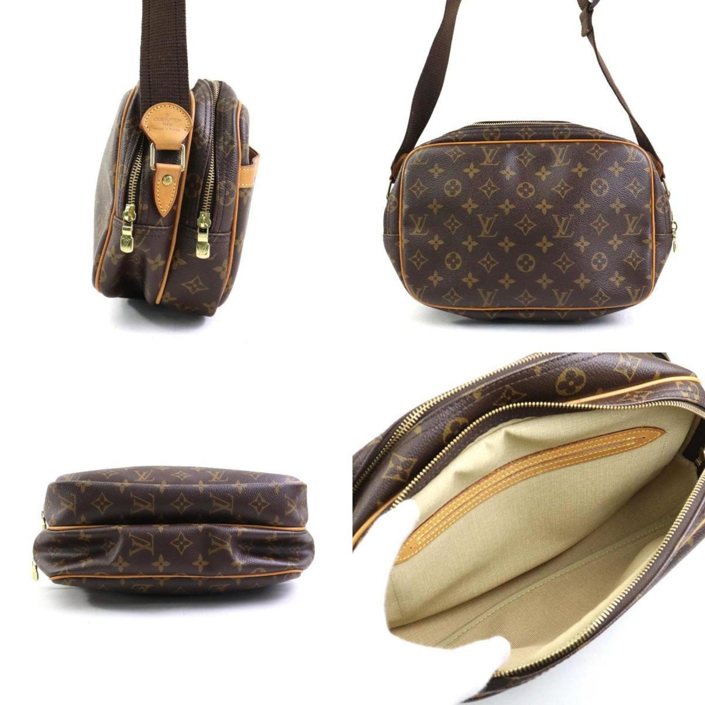 Louis Vuitton Reporter pm, Brown, Canvas, shoulder