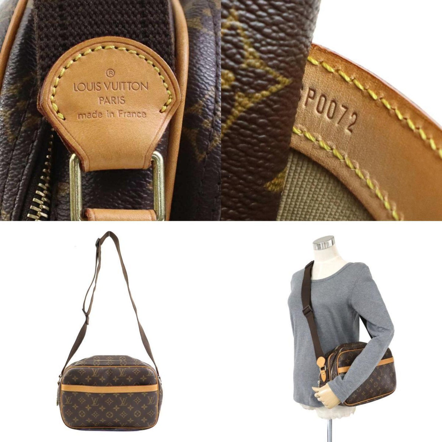 Louis Vuitton Reporter pm, Brown, Canvas, shoulder