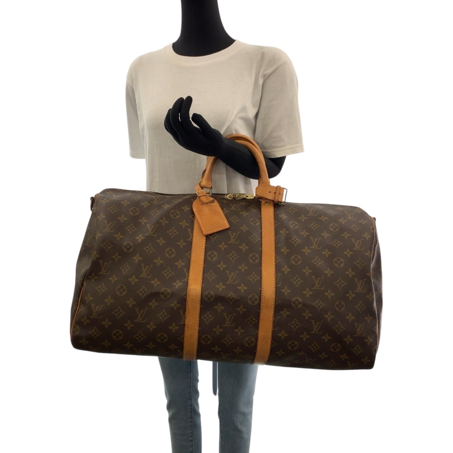 Louis Vuitton Keepall Bandouliere 55, Brown, Canvas, travel