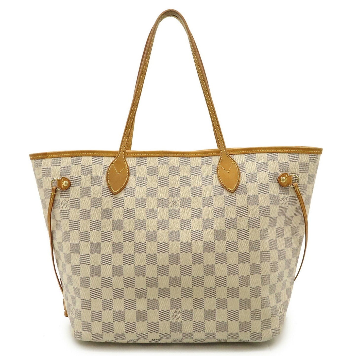 Louis Vuitton Neverfull MM, White, Canvas, tote