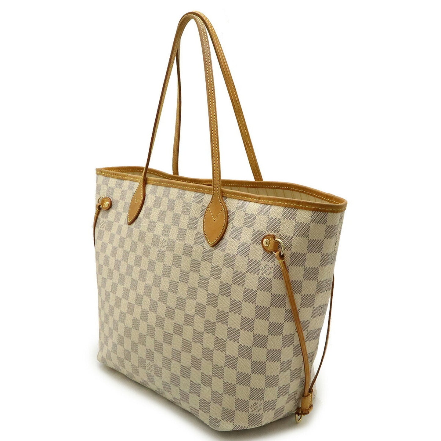 Louis Vuitton Neverfull MM, White, Canvas, tote