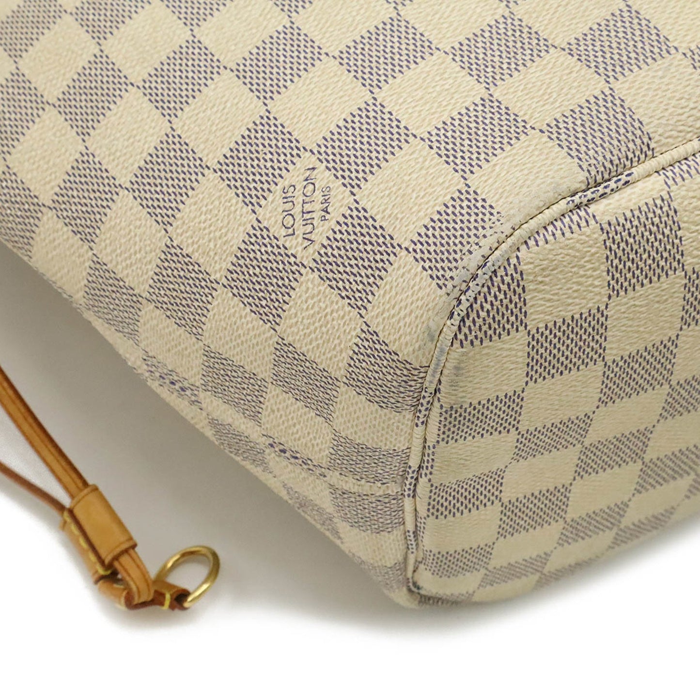 Louis Vuitton Neverfull MM, White, Canvas, tote