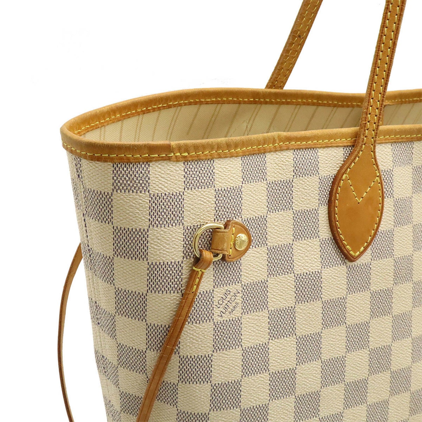 Louis Vuitton Neverfull MM, White, Canvas, tote