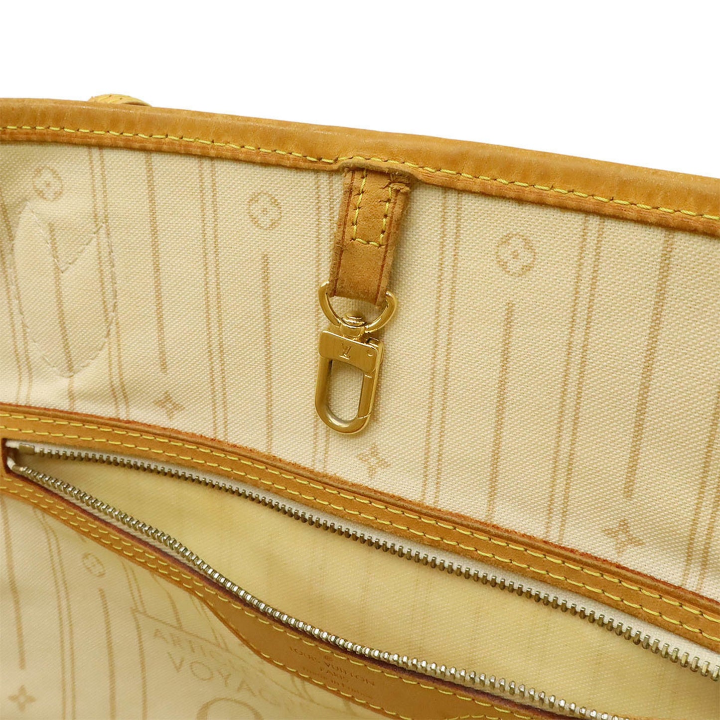 Louis Vuitton Neverfull MM, White, Canvas, tote