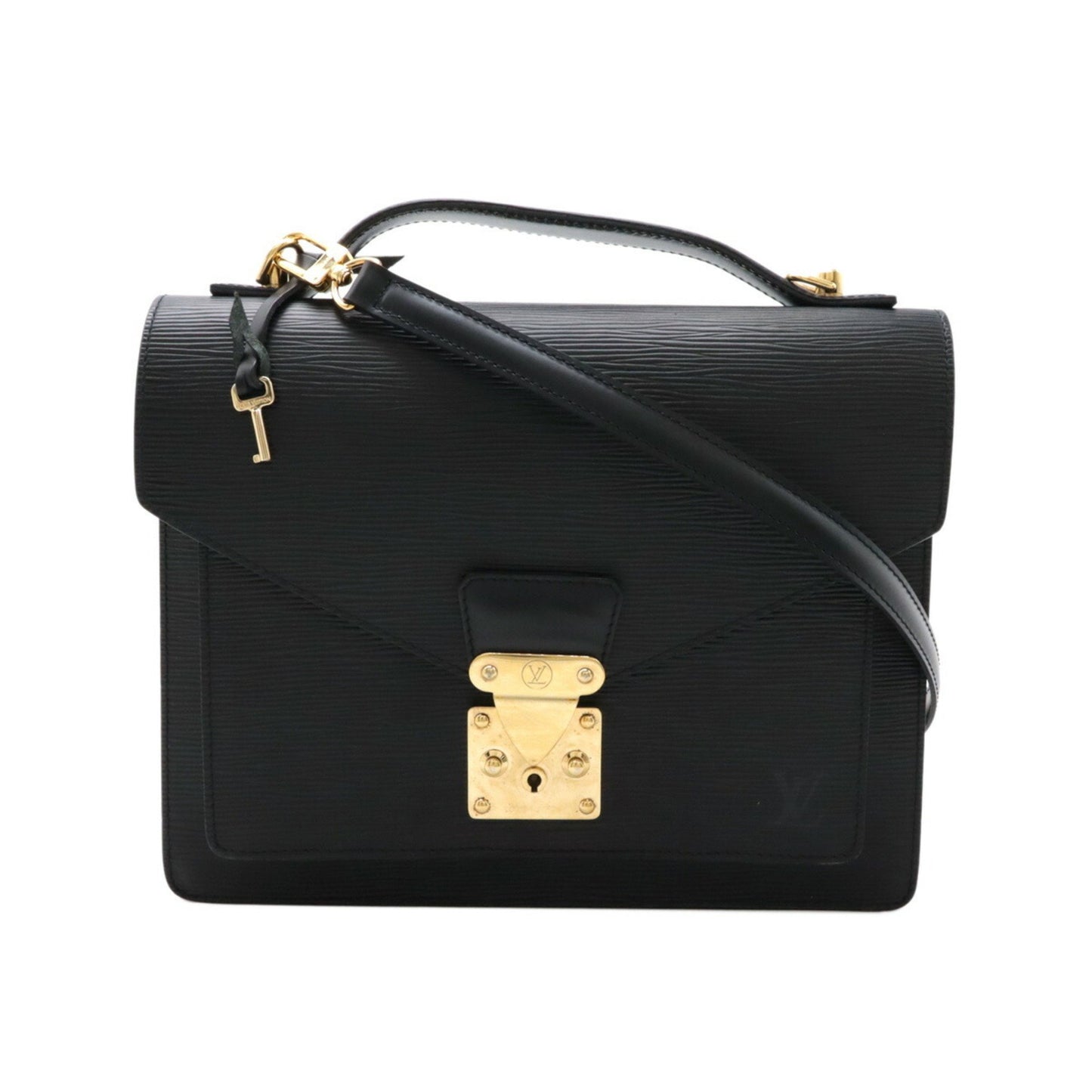 Louis Vuitton Monceau, Black, Leather, handbag