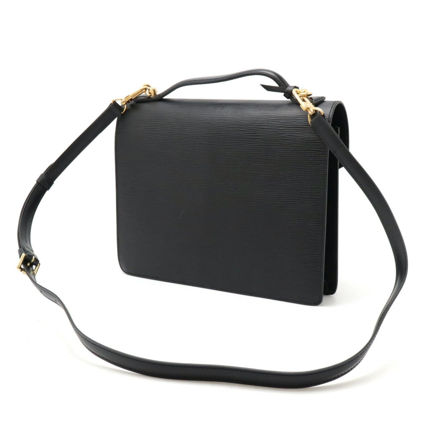 Louis Vuitton Monceau, Black, Leather, handbag