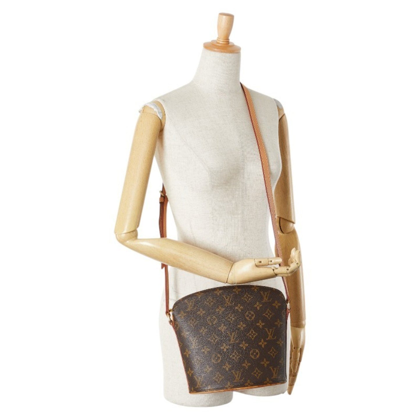 Louis Vuitton Drouot, Brown, Canvas, shoulder