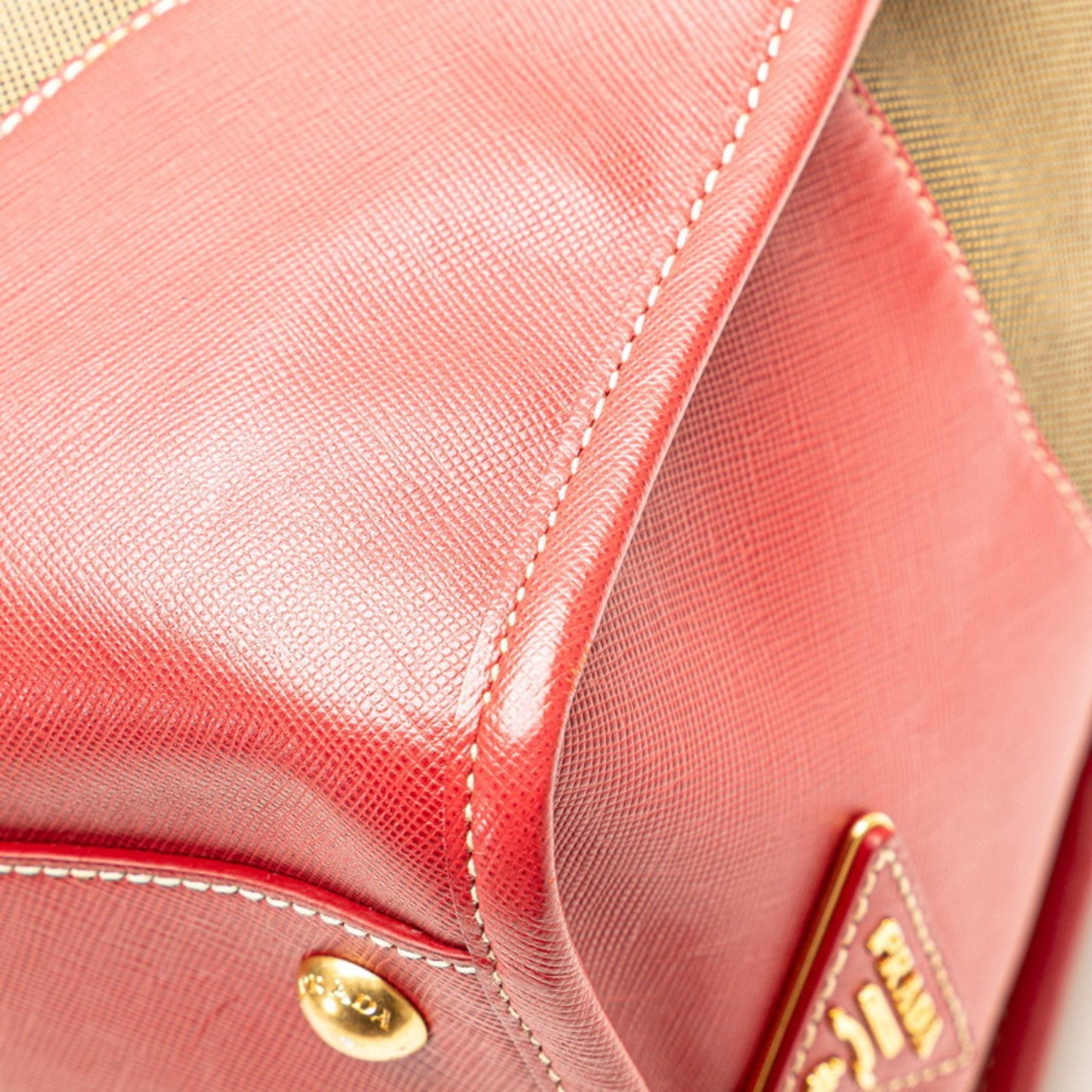 Prada Saffiano, Beige, Canvas, handbag