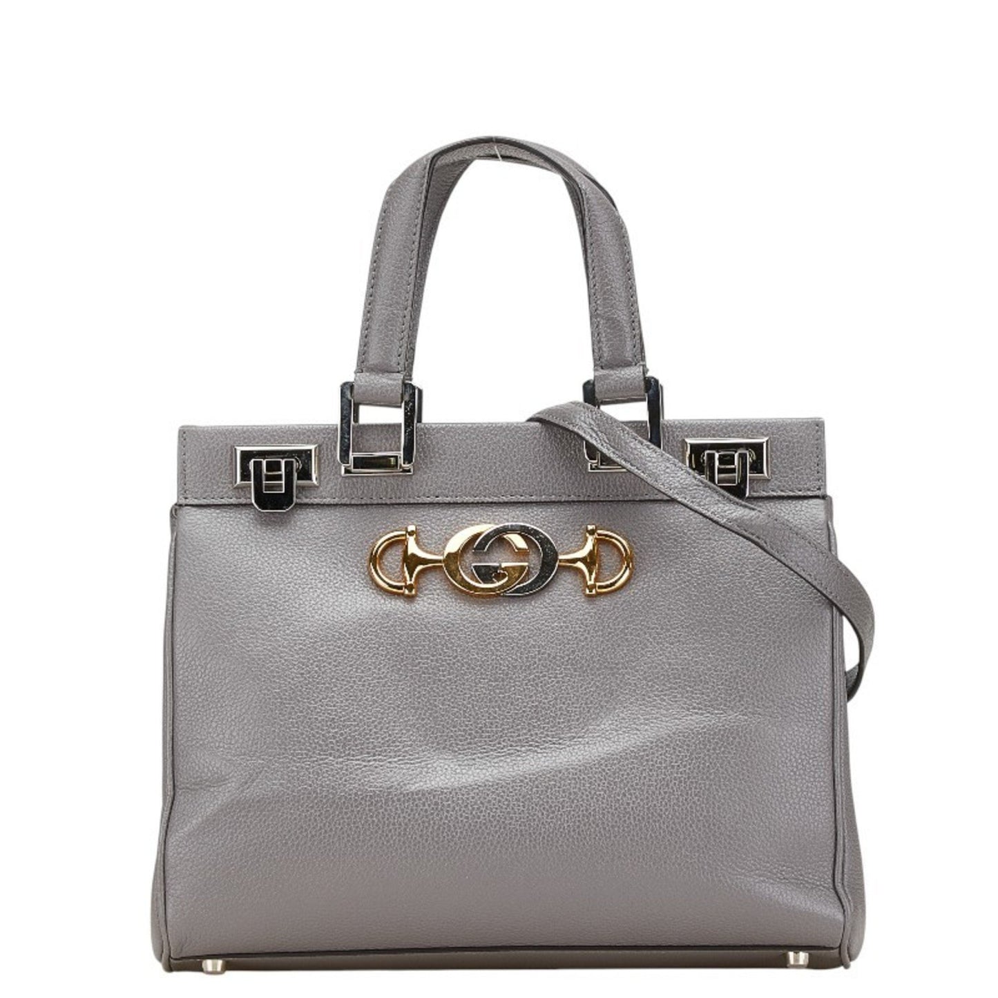 Gucci Zumi, Grey, Leather, handbag