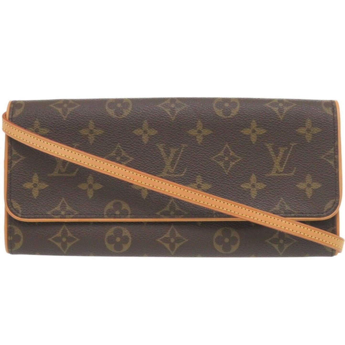 Louis Vuitton Pochette Twin GM, Brown, Canvas, shoulder