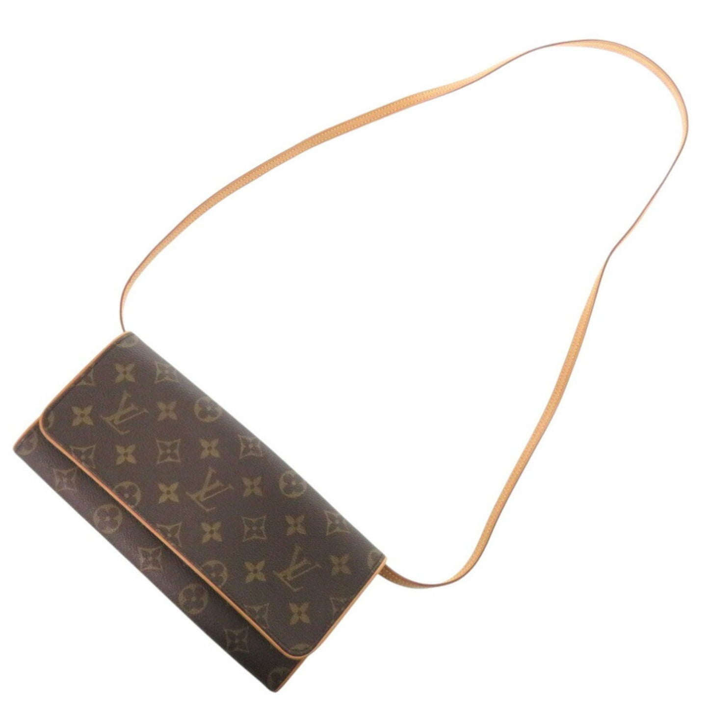 Louis Vuitton Pochette Twin GM, Brown, Canvas, shoulder