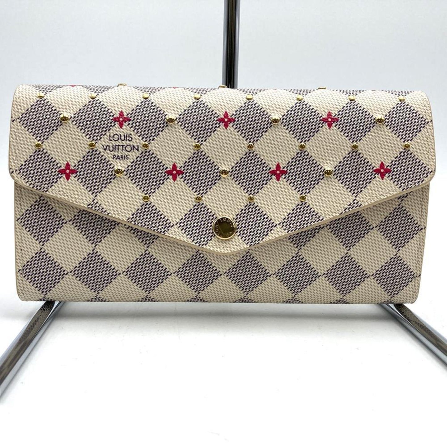 Louis Vuitton Sarah, White, Canvas, wallet