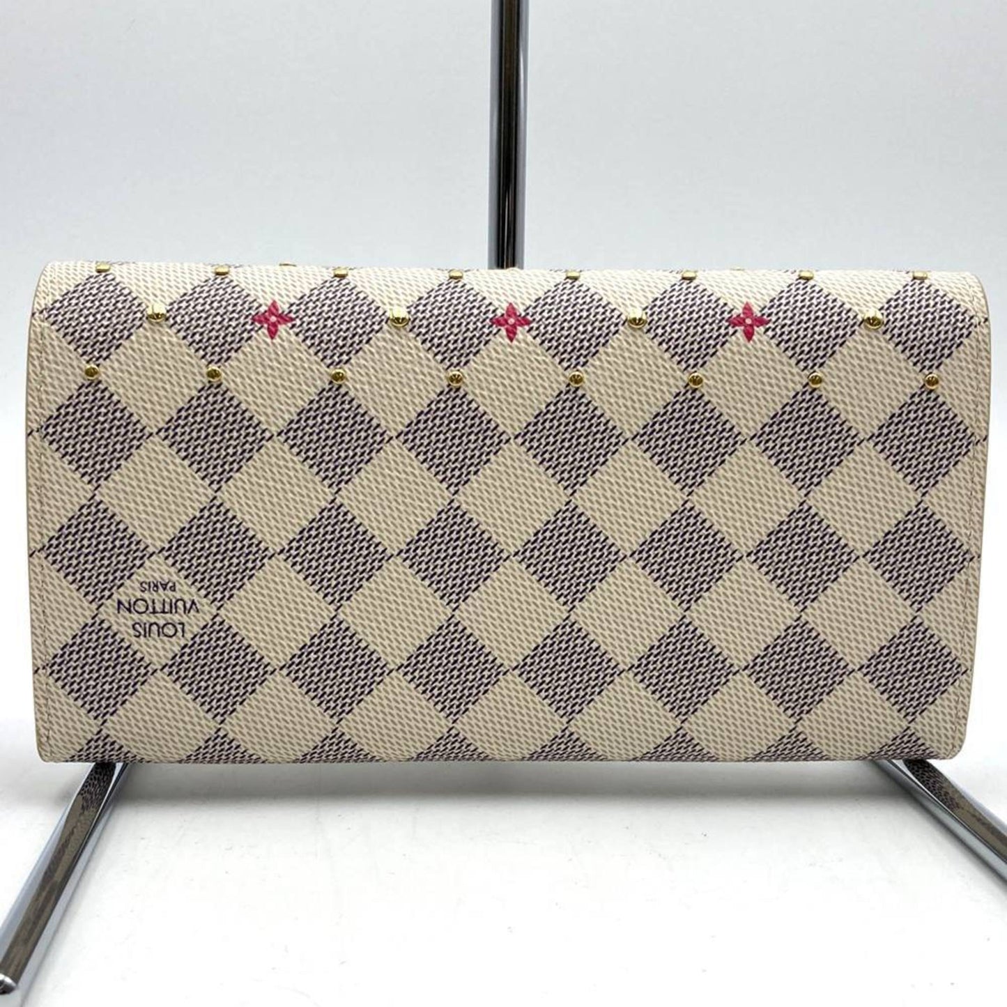 Louis Vuitton Sarah, White, Canvas, wallet