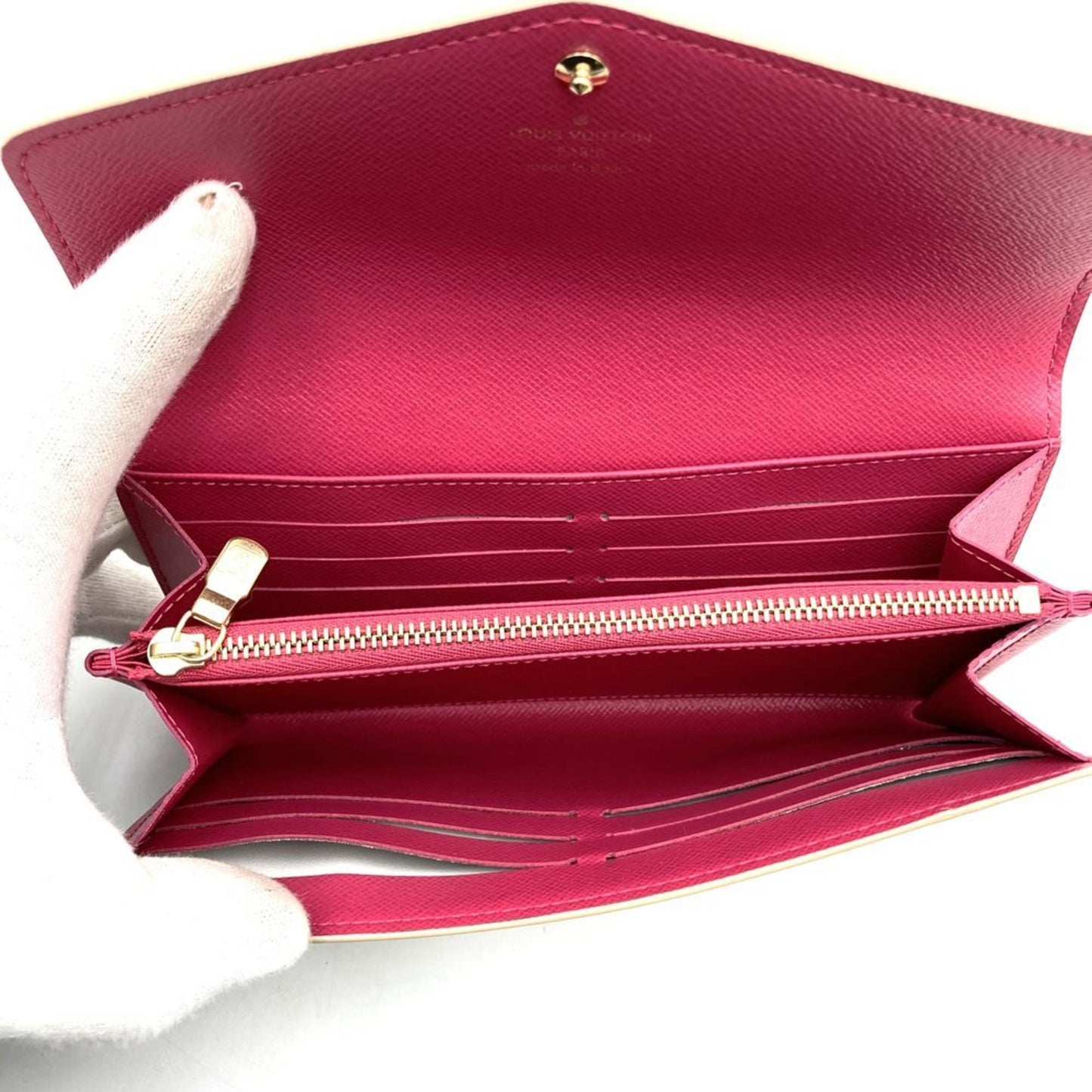Louis Vuitton Sarah, White, Canvas, wallet