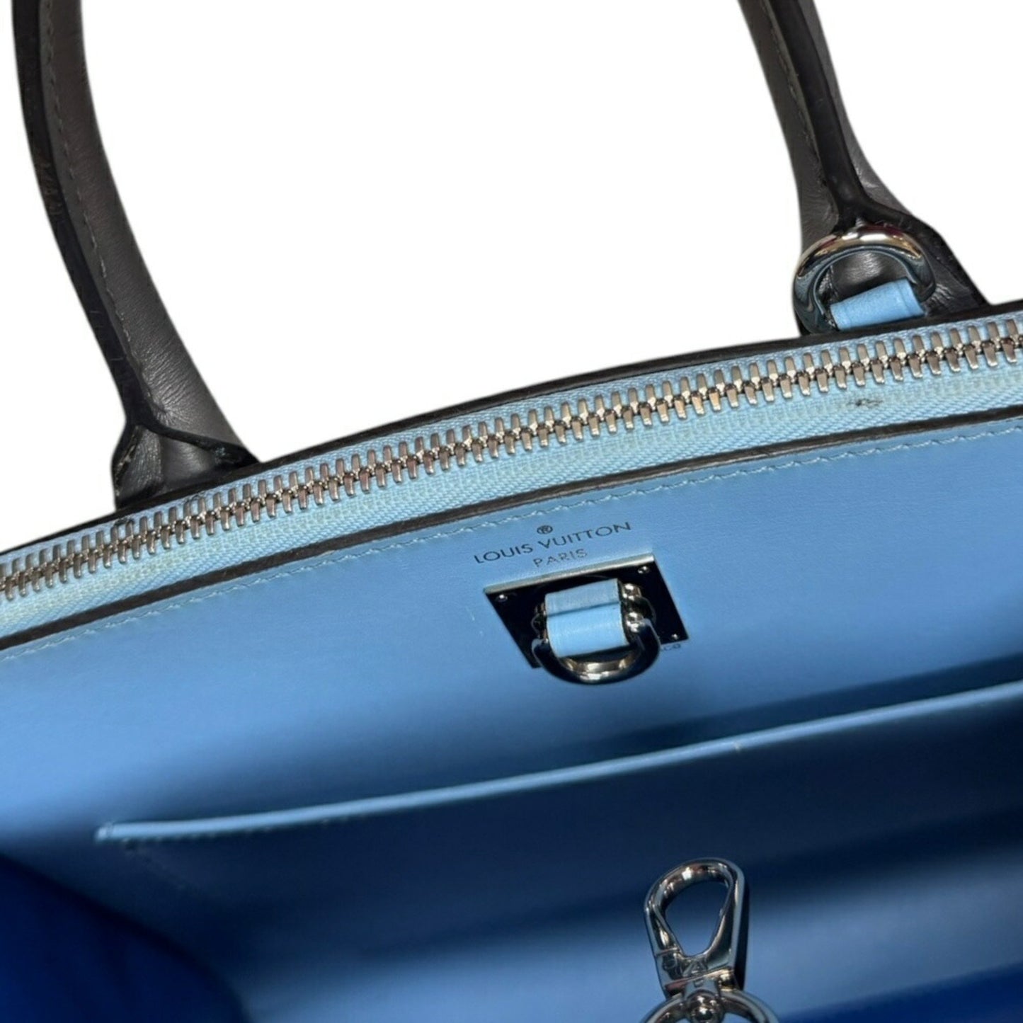 Louis Vuitton City steamer, Blue, Leather, handbag