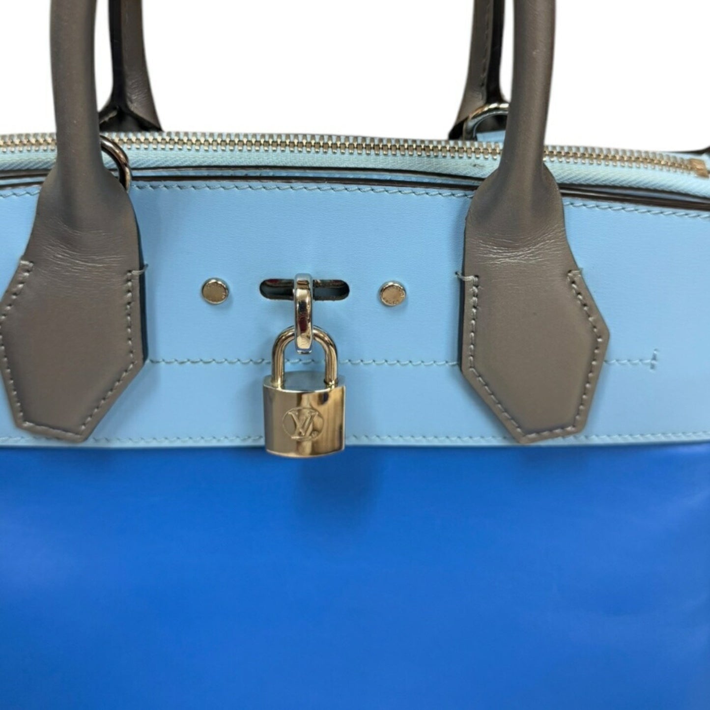 Louis Vuitton City steamer, Blue, Leather, handbag