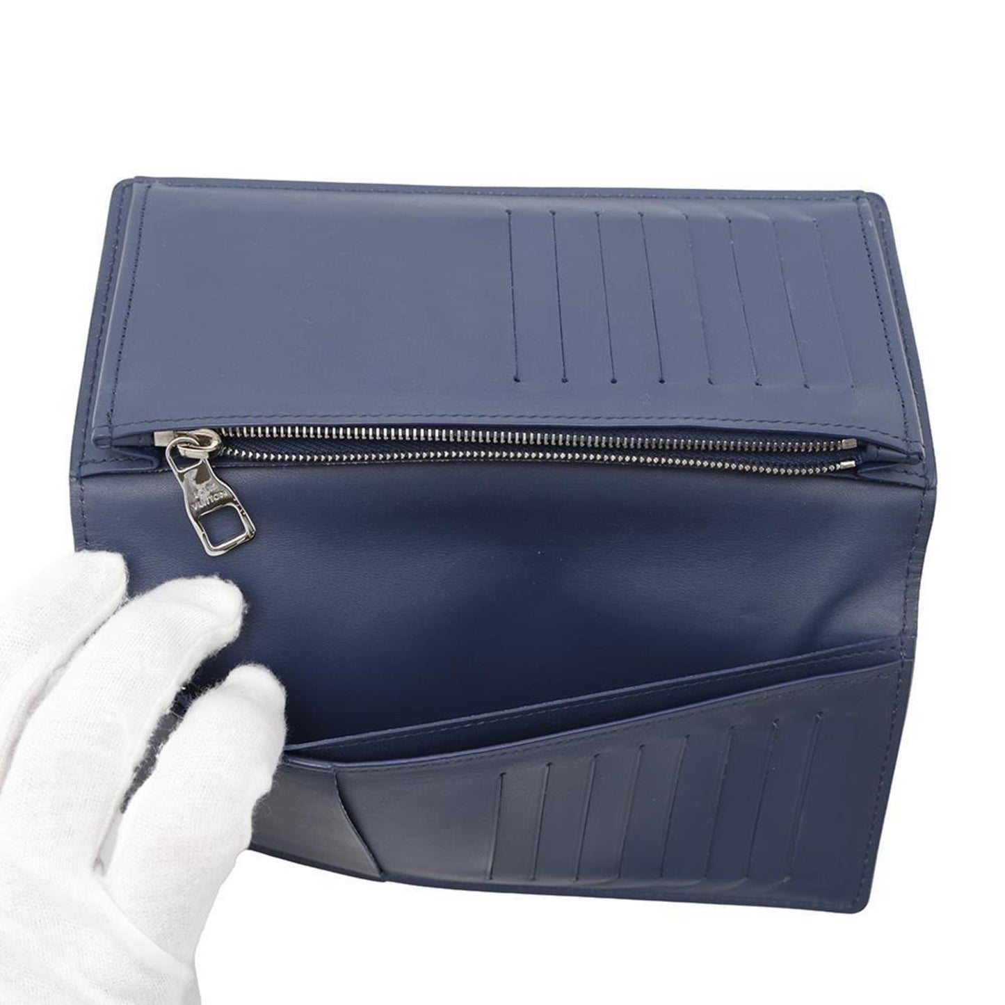 Louis Vuitton Brazza, Blue, Canvas, wallet