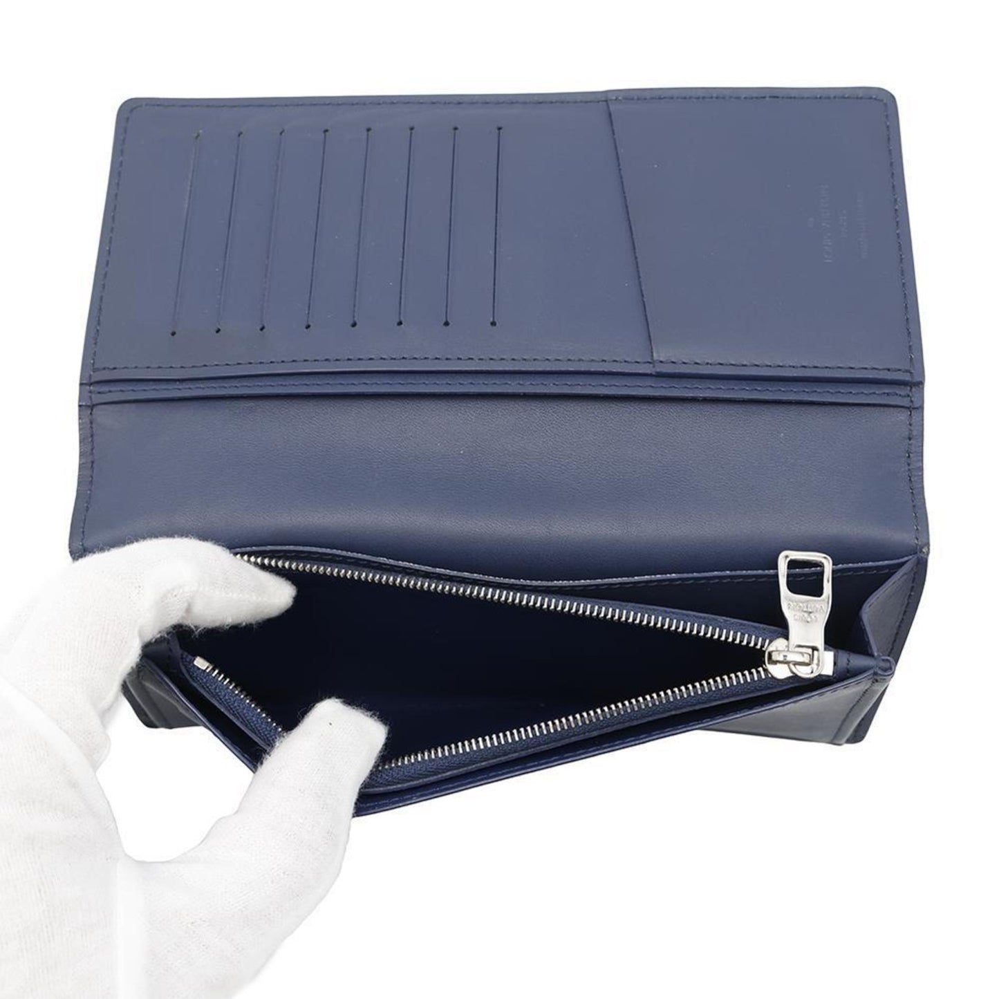 Louis Vuitton Brazza, Blue, Canvas, wallet